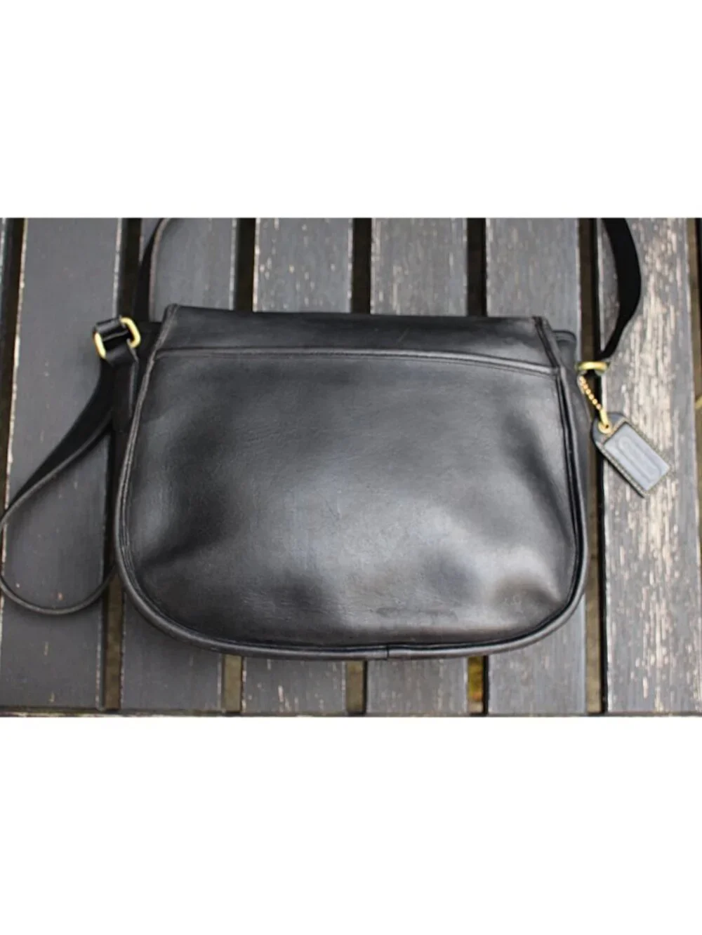 Coach Vintage - Lenox Crossbody Bag 9918, Black + Brass Turnlock, USA 1980s
